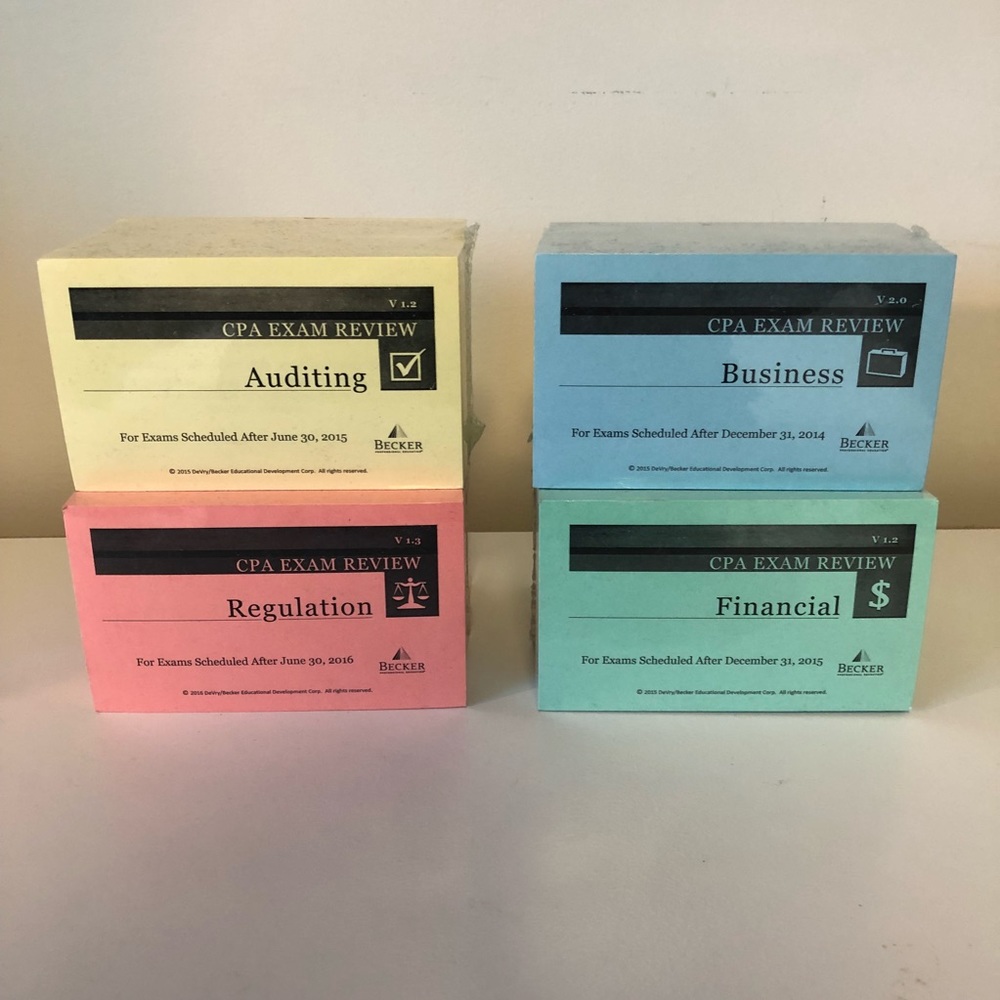Becker CPA Exam Review Flashcards (Set of 4)